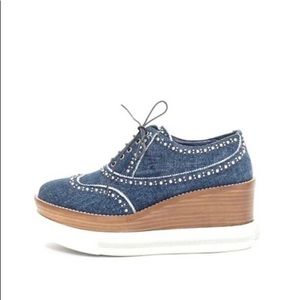 Authentic Miu Miu Denim Platform Oxford